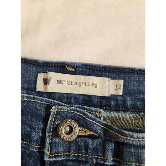 Levi's 505 Jeans Womens 12 31 X 30 Blue Straight Leg Whiskers Classic Y2k - Picture 2 of 8